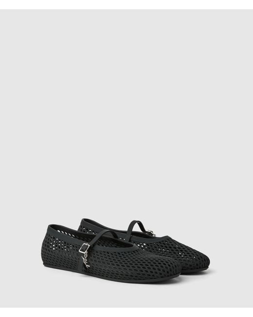 Karl Lagerfeld Black Jelly Ballet Strap Pumps