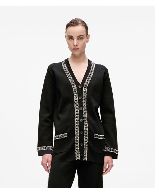 Karl Lagerfeld Black Weste Mit Bouclé-Details