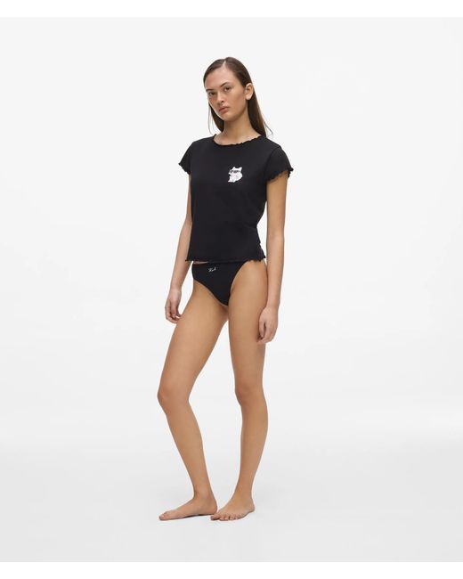 Karl Lagerfeld Black Ikon Choupette Pajama T-Shirt