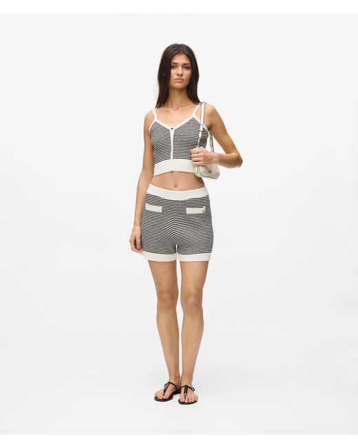 Karl Lagerfeld Gray Ikon Striped Knit Top