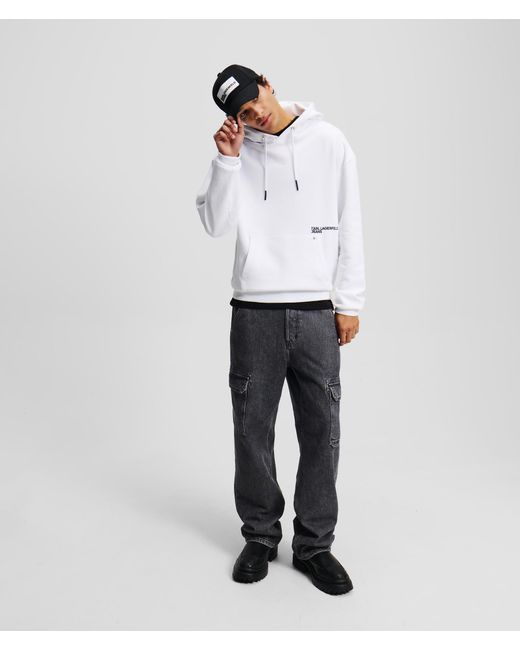Karl Lagerfeld Kapuzenpullover Mit Grafik-Print, Mann, Größe in White für Herren