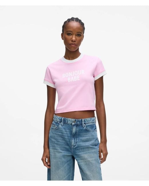 Karl Lagerfeld Red Bonjour Babe T-Shirt
