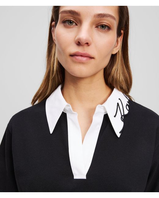 Karl Lagerfeld Black Signature Polo Shirt
