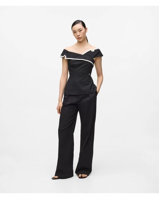 Karl Lagerfeld Black Tailored Off-Shoulder Top