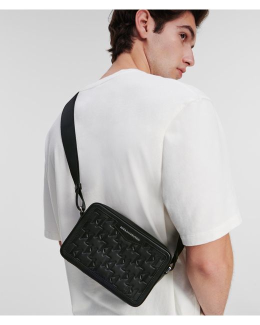 Karl Lagerfeld Black K/loom Leather Camera Bag for men