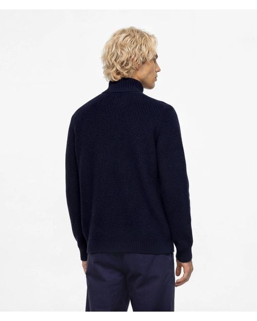 KL Jeans Blue Half-Zip Box Logo Sweater for men