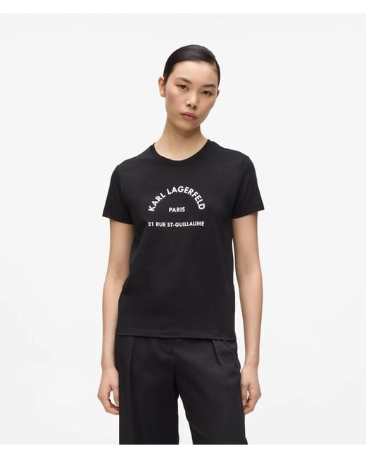 Karl Lagerfeld Black Slim-Fit Rue St-Guillaume Glitter T-Shirt