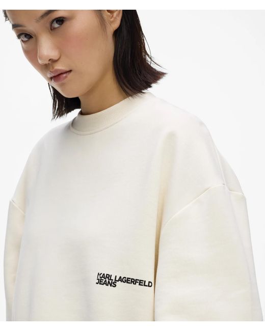 KL Jeans White Boxy Karl Quote Sweatshirt