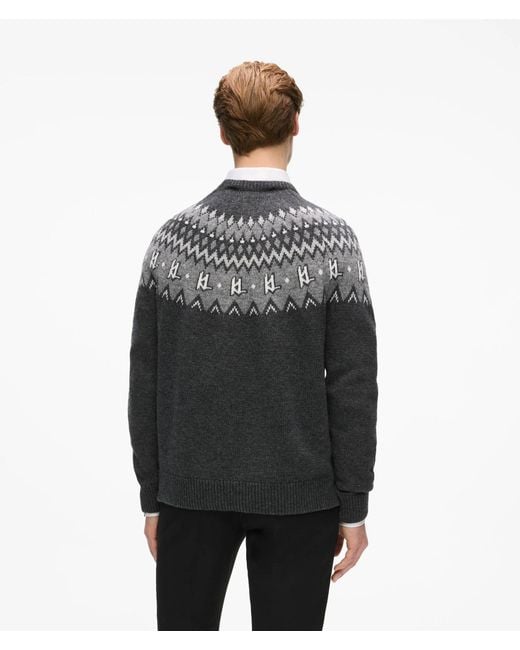 Karl Lagerfeld Gray Norwegian-Inspired Sweater for men