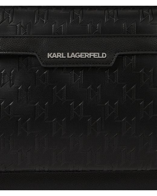 Karl Lagerfeld Black K/Monogram Perforated Backpack for men