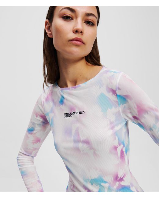 Karl Lagerfeld White Floral-print Mesh T-shirt