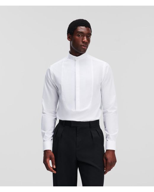 Karl Lagerfeld White Mao Collar Shirt Handpicked By Hun Kim for men