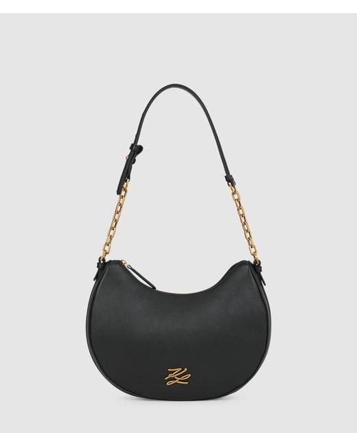 Karl Lagerfeld Black K/Autograph Medium Moon Bag