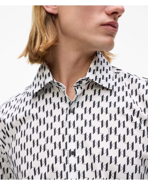 Karl Lagerfeld Gray All-Over Monogram Shirt for men