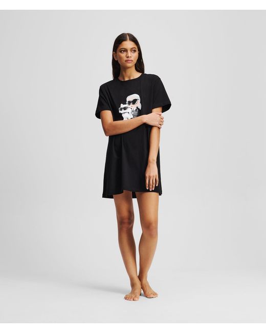 Karl Lagerfeld Black Ikon T-Shirt Pajama Dress
