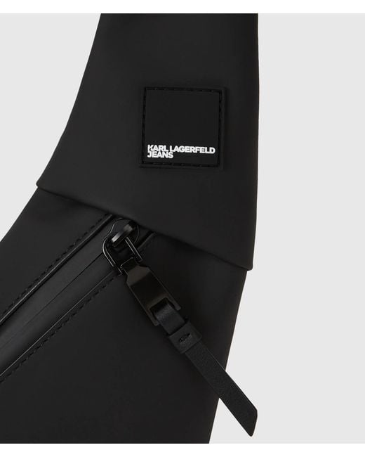 KL Jeans Black Coated Technical-Leather Sling Bag for men