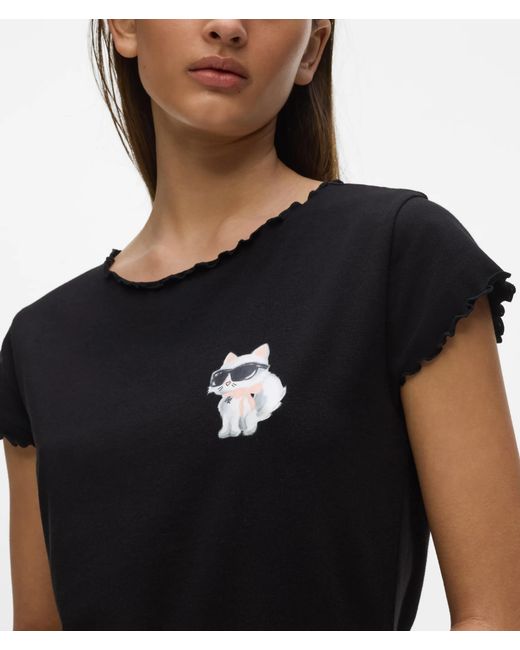 Karl Lagerfeld Black Ikon Choupette Pajama T-Shirt