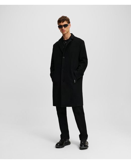 Karl Lagerfeld Black Classic Wool Coat for men