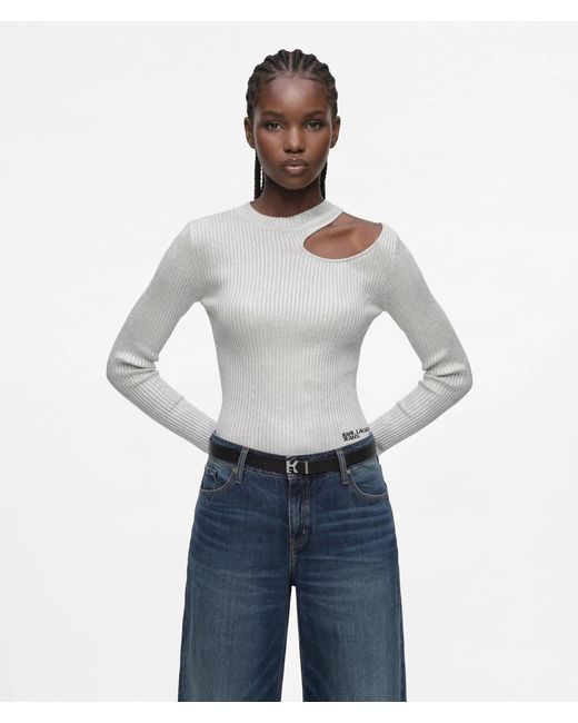KL Jeans White Metallic Coated Sweater