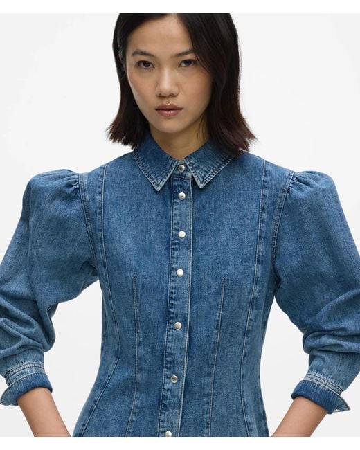 KL Jeans Blue Puff Sleeve Denim Dress