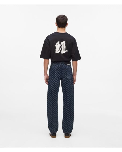 Karl Lagerfeld Blue All-Over Monogram Jeans for men