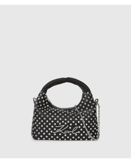 Karl Lagerfeld Black K/Soiree Mini Studded Top Handle Bag