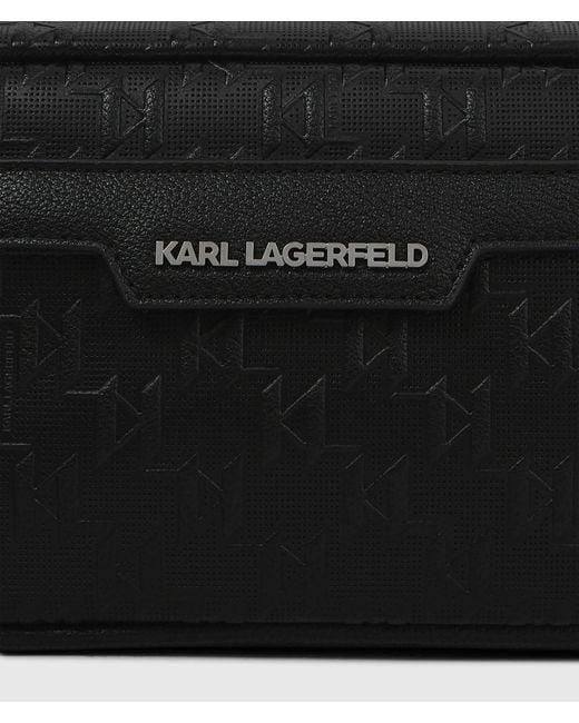 Karl Lagerfeld Black K/Monogram Perforated Crossbody Bag for men