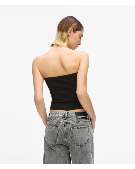 KL Jeans Black Lace-Up Corset Top