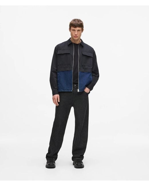 KL Jeans Blue Twill And Denim Overshirt for men