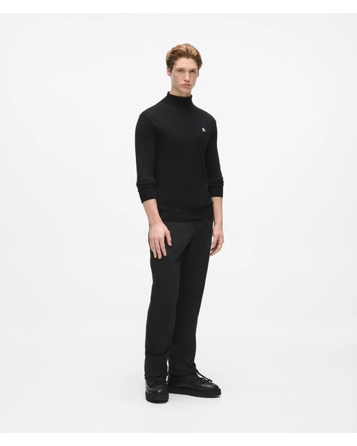 Karl Lagerfeld Black Monogram Wool Turtleneck Sweater for men