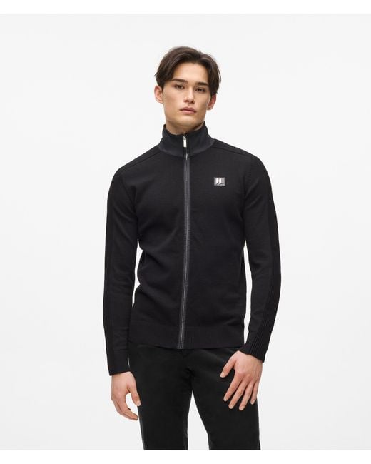 Karl Lagerfeld Black Knit Zip-Up Jacket for men