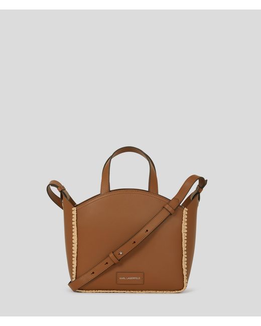 Karl Lagerfeld Brown K/circle Perforated Small Tote Bag