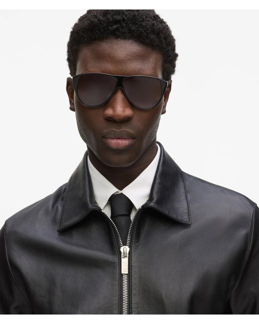 Karl Lagerfeld Black Zip-Up Leather Jacket for men