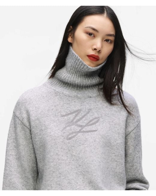Karl Lagerfeld Gray Soutache Turtleneck Sweater