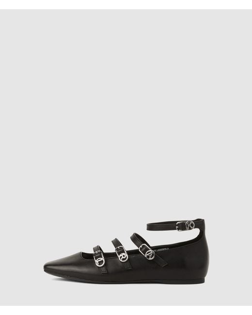 Karl Lagerfeld White Konnie Four-Strap Flats