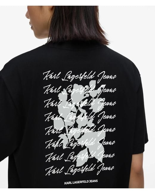 KL Jeans Black Regular‑Fit Flocked Floral T-Shirt