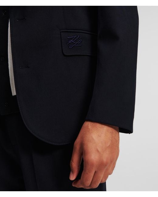 Karl Lagerfeld Blue Peak Lapel Tailored Blazer for men