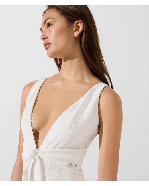 Karl Lagerfeld White Textured Faux-Pearl Swimsuit