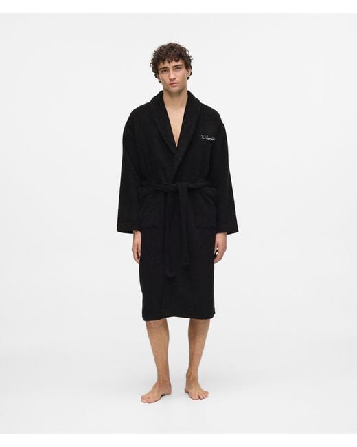 Karl Lagerfeld Black Terry Bathrobe for men