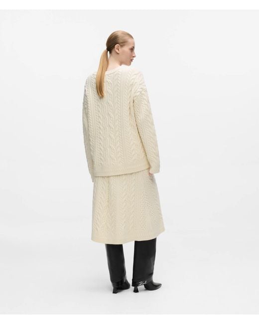 Karl Lagerfeld Natural Wool-Blend Cable Knit Skirt