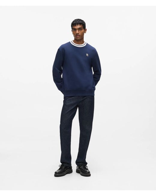 Karl Lagerfeld Blue Ikon Striped Neck Sweatshirt for men