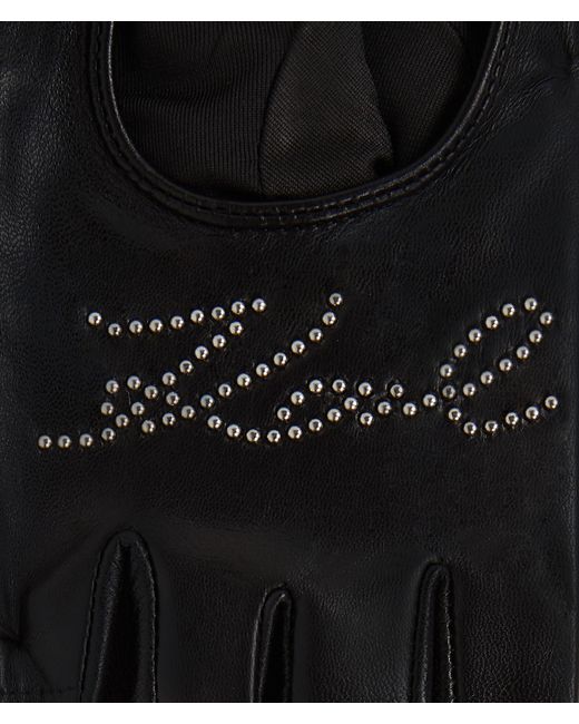 Karl Lagerfeld Black K/Signature Fingerlose Handschuhe, Frau, Größe