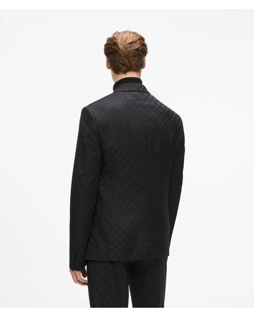 Karl Lagerfeld Black Checked Double-Breasted Blazer for men