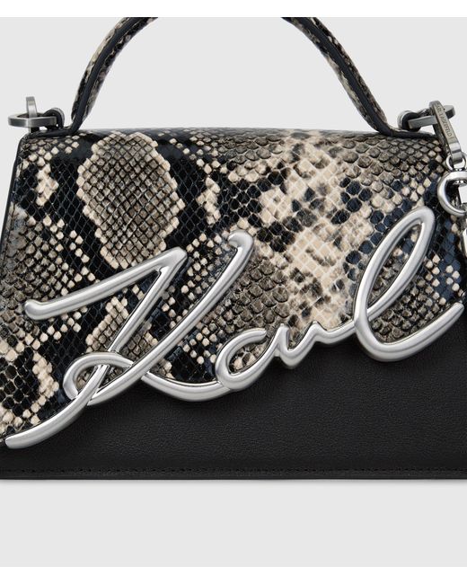Karl Lagerfeld Black K/Signature Small Python Crossbody Bag
