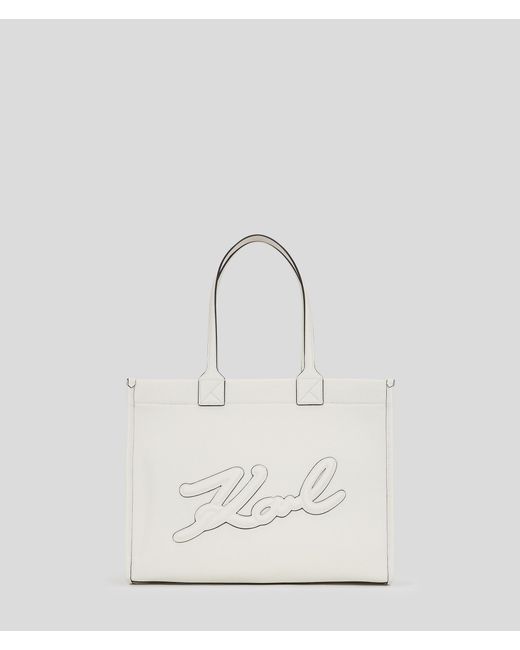 Karl Lagerfeld White K/skuare Grainy Large Tote Bag