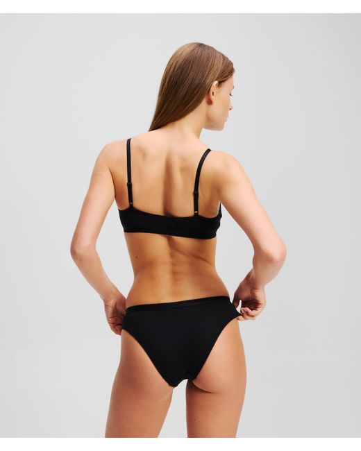 Karl Lagerfeld Black Ikon Gerippte Peephole-Bralette, Damen, Größe