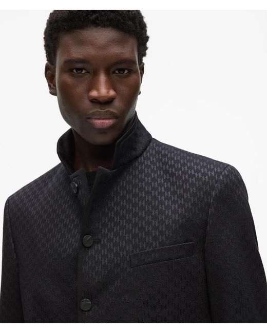 Karl Lagerfeld Black High-Stand-Collar Jacket for men
