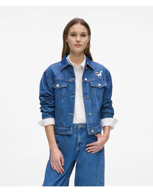 Karl Lagerfeld Blue Ikon Choupette Denim Jacket