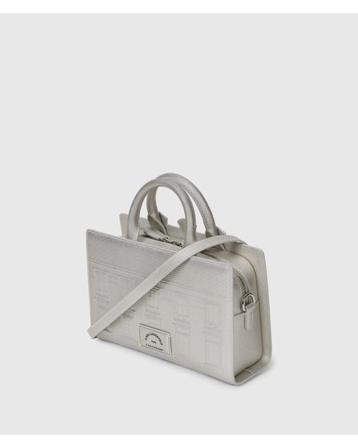 Karl Lagerfeld Gray Rue St-Guillaume Metallic Satchel Bag