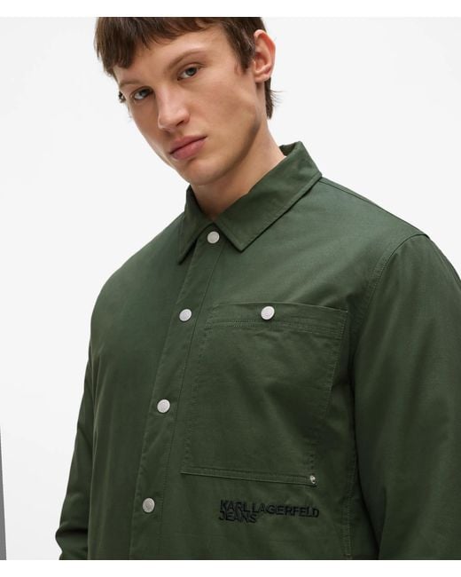 KL Jeans Green Lightly Padded Shirt Jacket for men